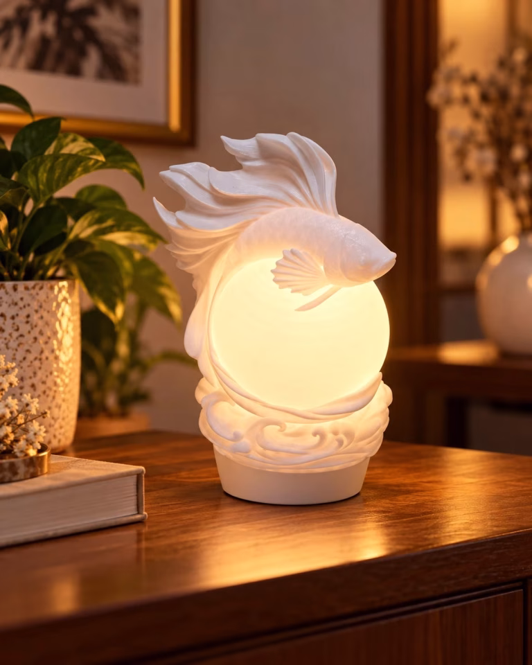 Betta 3D Baskı Şarjlı Dekoratif Masa Lambası