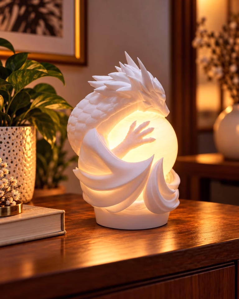 Ejderha Tasarımlı 3D Baskı Dekoratif Masa Lambası