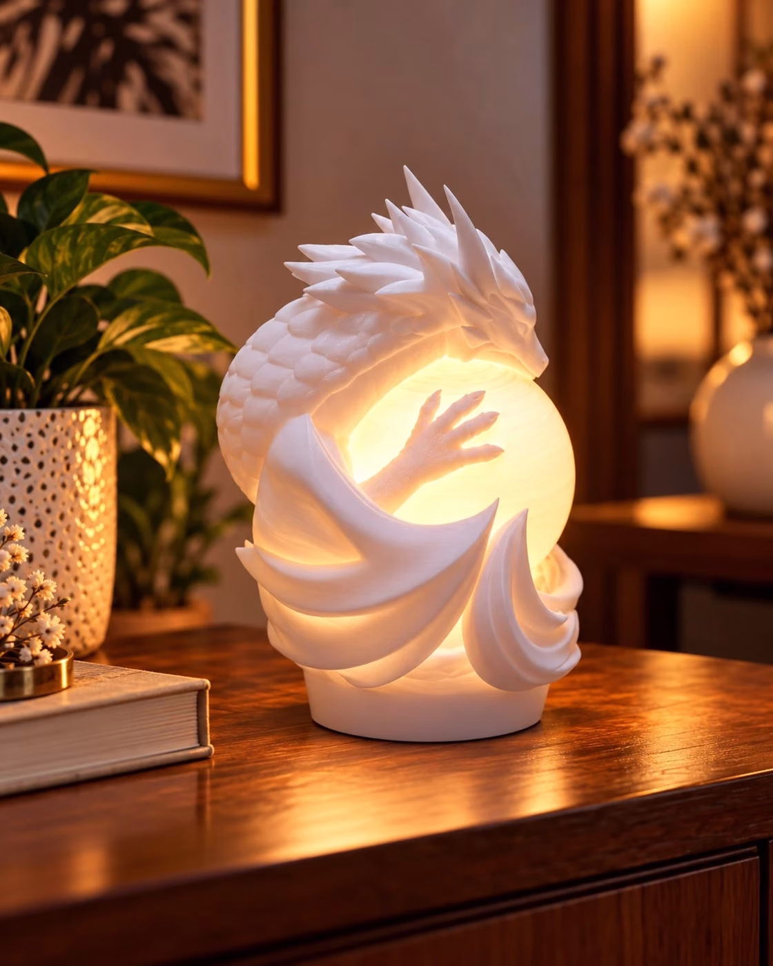 Ejderha Tasarımlı 3D Baskı Dekoratif Masa Lambası