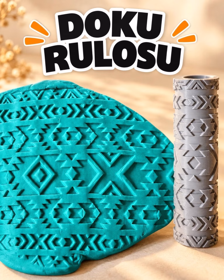 Etnik Geometrik Desenli Seramik Hamur Doku Rulosu