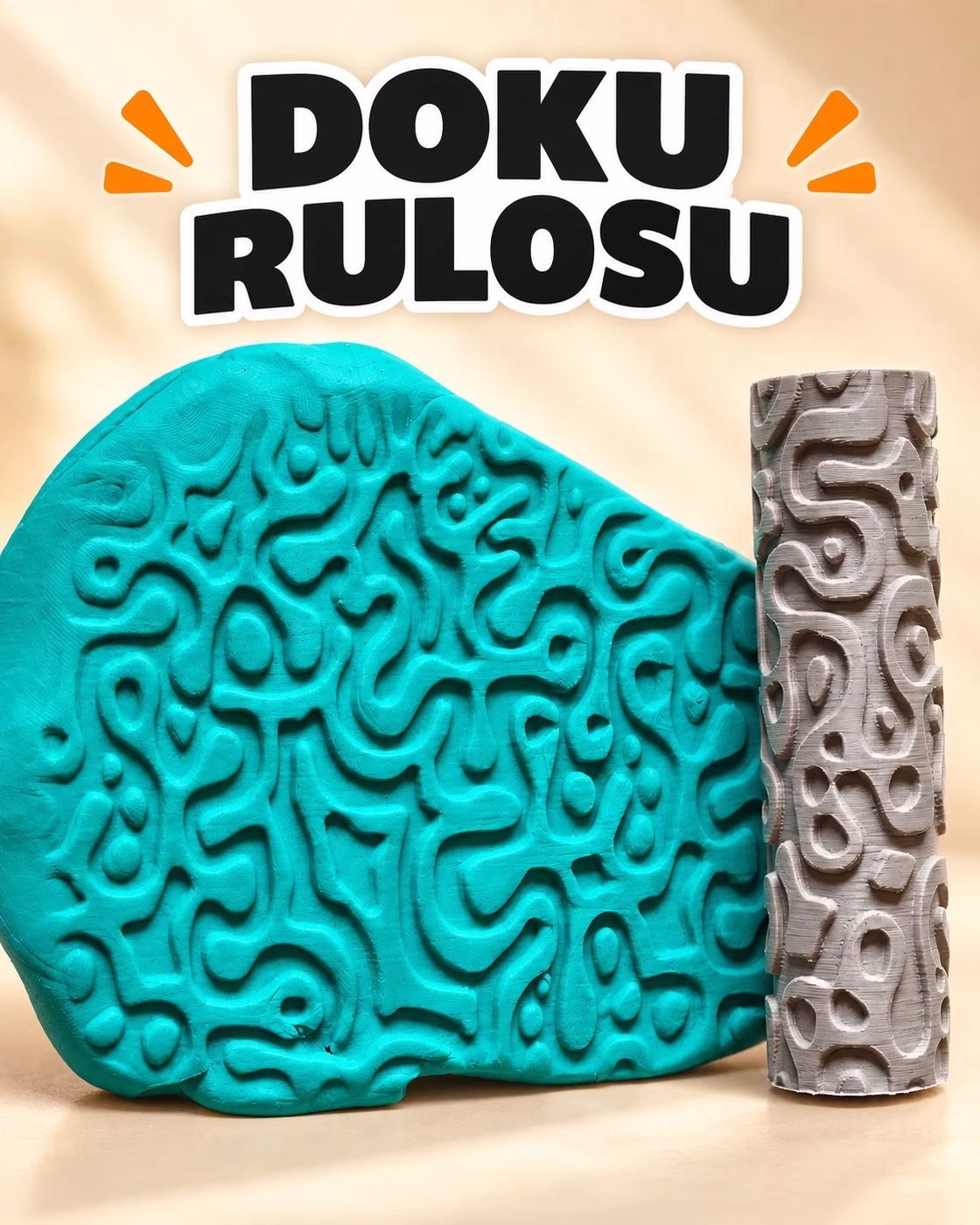 Organik Labirent Desenli Seramik Hamur Doku Rulosu