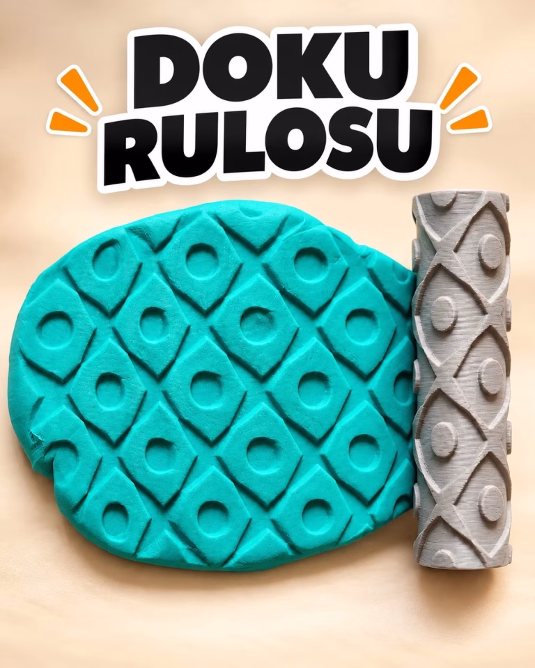 Baklava ve Daire Desenli Seramik Hamur Doku Rulosu