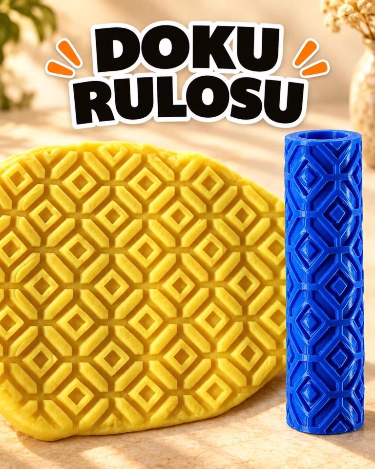 Geometrik Baklava Desenli Seramik Hamur Doku Rulosu
