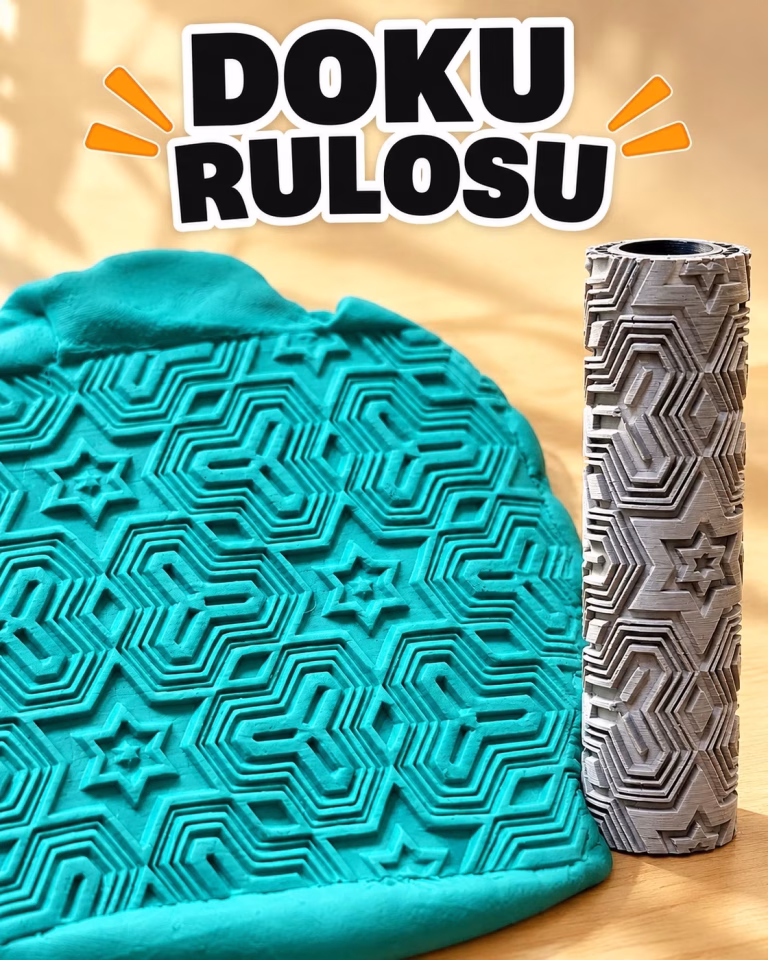 Yıldızlı Geometrik Desenli Seramik Hamur Doku Rulosu