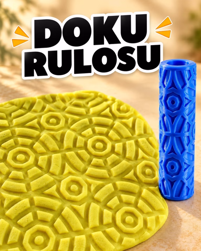 Geometrik Halkalar ve Çizgiler Seramik Hamur Doku Rulosu