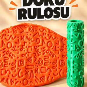 Soyut Harf ve Semboller Seramik Hamur Doku Rulosu