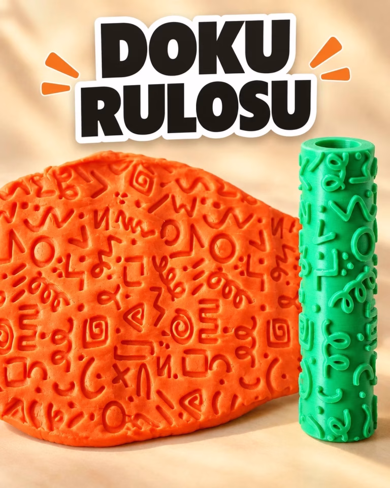 Soyut Harf ve Semboller Seramik Hamur Doku Rulosu