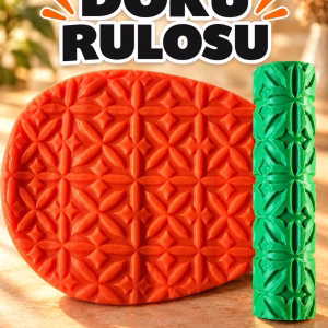 Geometrik Çiçek Deseni Seramik Hamur Doku Rulosu