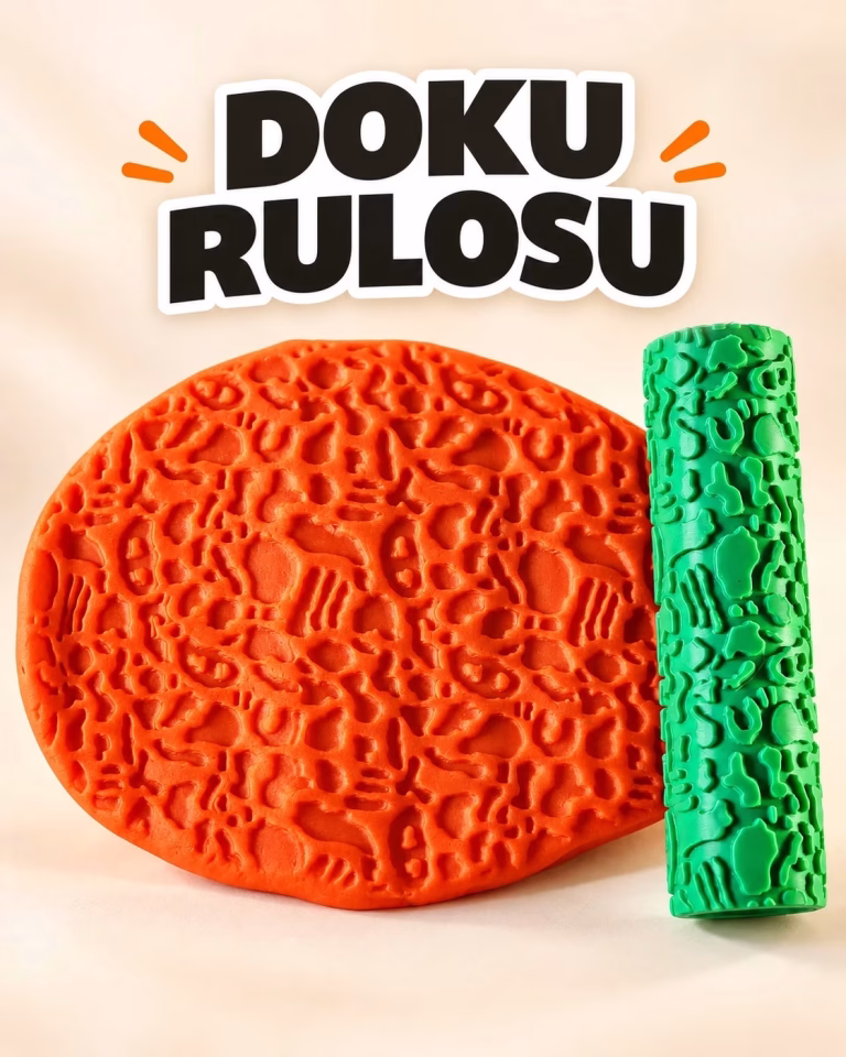 Soyut Organik Şekiller Seramik Hamur Doku Rulosu
