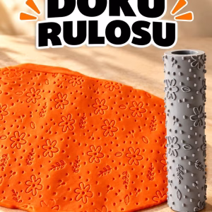 Çiçekli Nokta Deseni Seramik Hamur Doku Rulosu