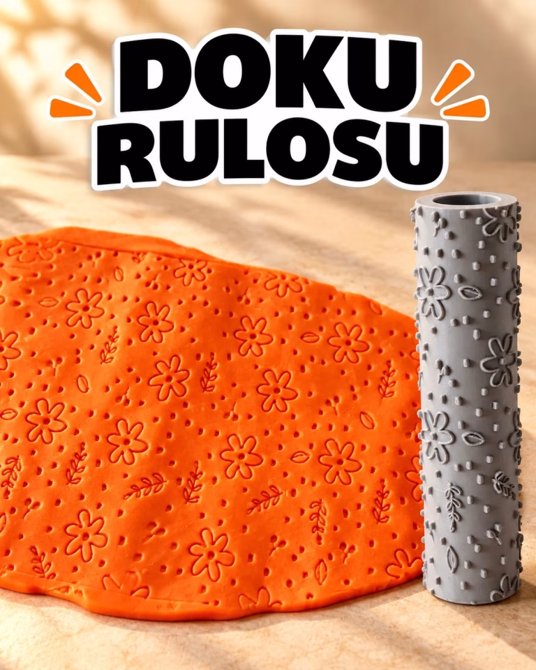 Çiçekli Nokta Deseni Seramik Hamur Doku Rulosu