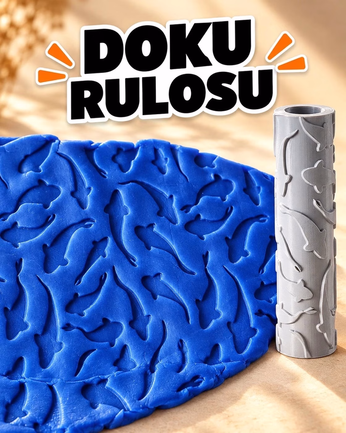 Balık Deseni Seramik Hamur Doku Rulosu