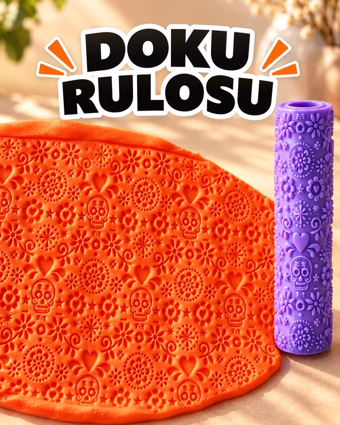 Ölüler Günü Deseni Seramik Hamur Doku Rulosu
