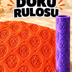Şeker Kafatası Deseni Seramik Hamur Doku Rulosu