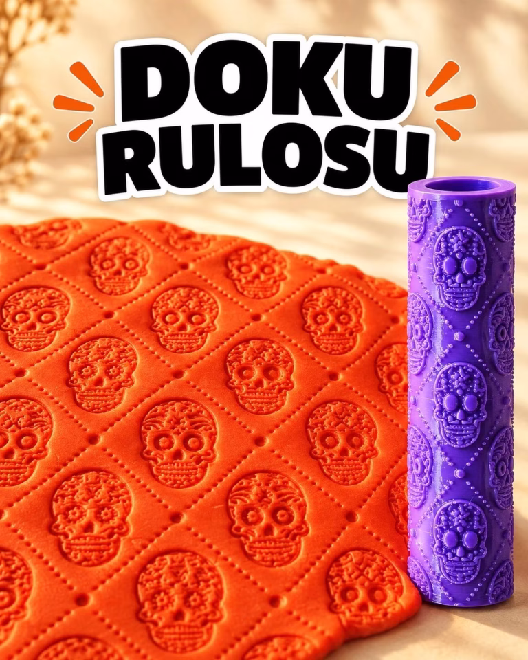 Şeker Kafatası Deseni Seramik Hamur Doku Rulosu