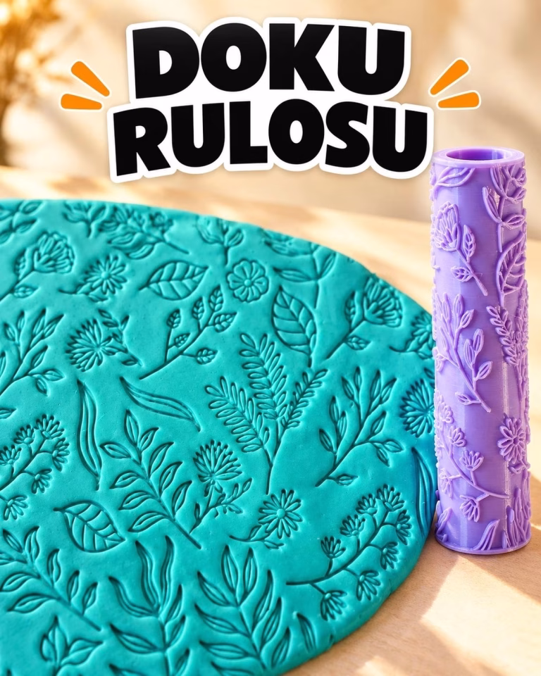 Çiçek Deseni Seramik Hamur Doku Rulosu