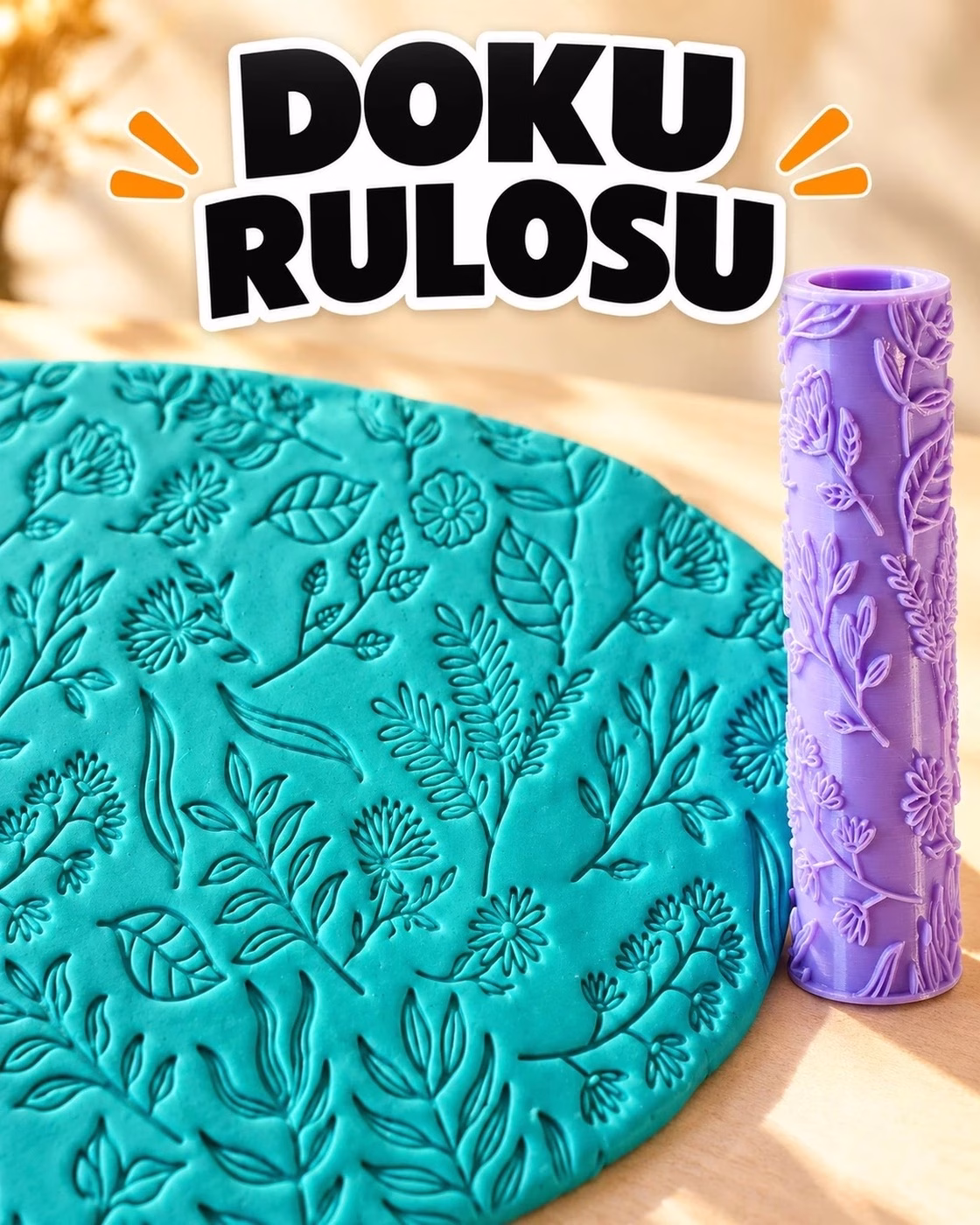 Çiçek Deseni Seramik Hamur Doku Rulosu