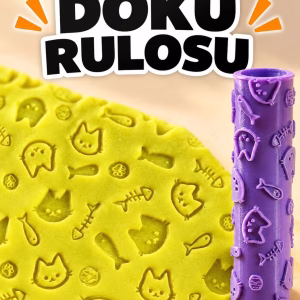Kedi ve Balık Deseni Seramik Hamur Doku Rulosu